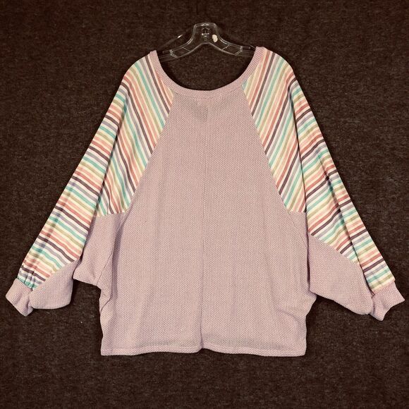 Haptics Batwing Pullover Womens M Striped Top Lightweight Pink by Holly Harper - Picture 4 of 9